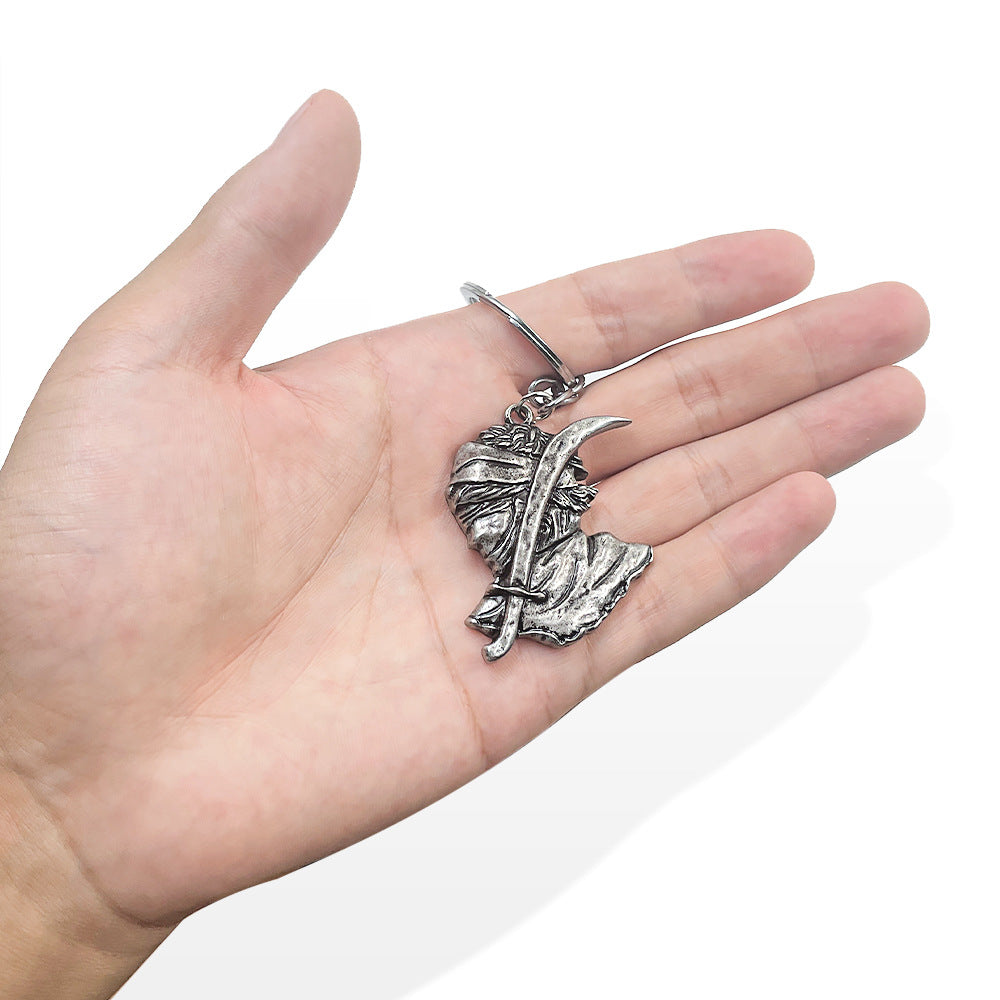 Curved Sword Talisman Pendant Keychain Keyring in Elden Ring