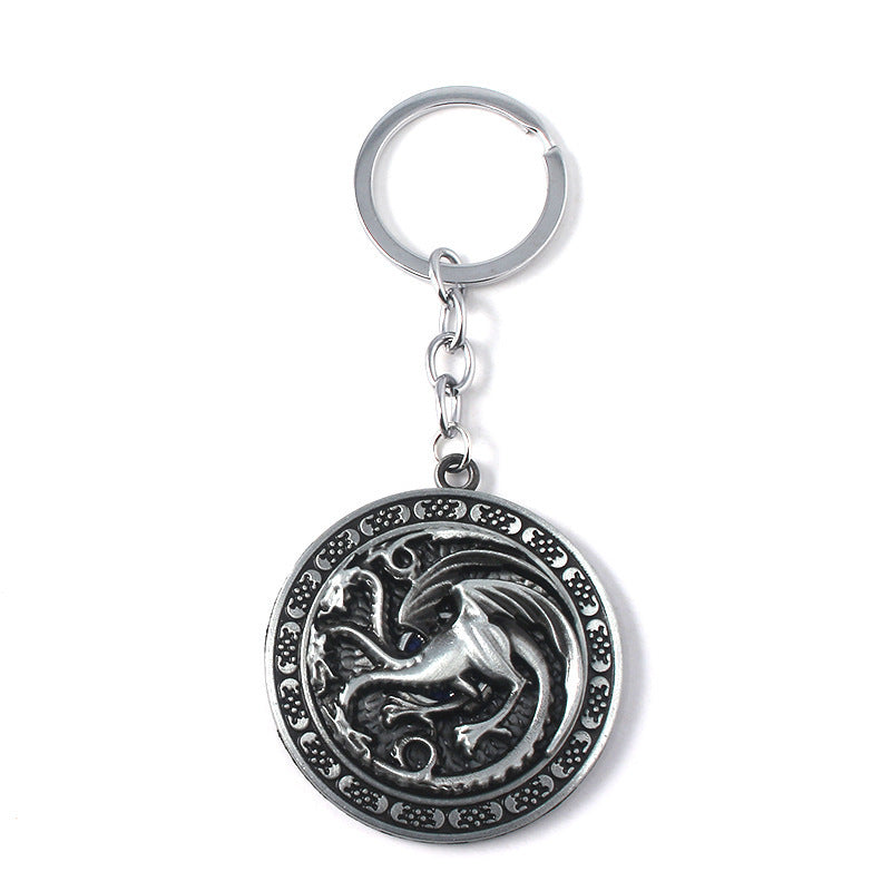 Game of Thrones Targaryen Sigil Fire and Blood Keyring Pendant(Steel)