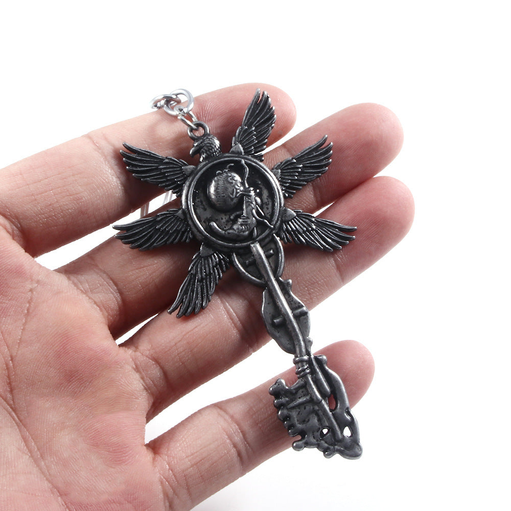Biohazard Village Unborn Six Winged Crow Wings & Baby Logo Key Pendant Keychain Keyring in Resident Evil